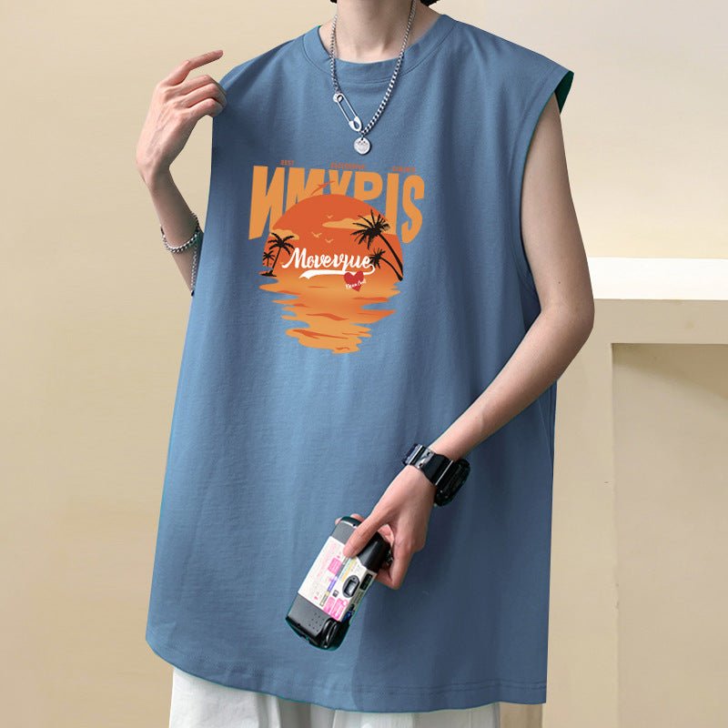Cotton Sleeveless Men's Vest Summer Loose Sports T-shirt - Journey Must Haves