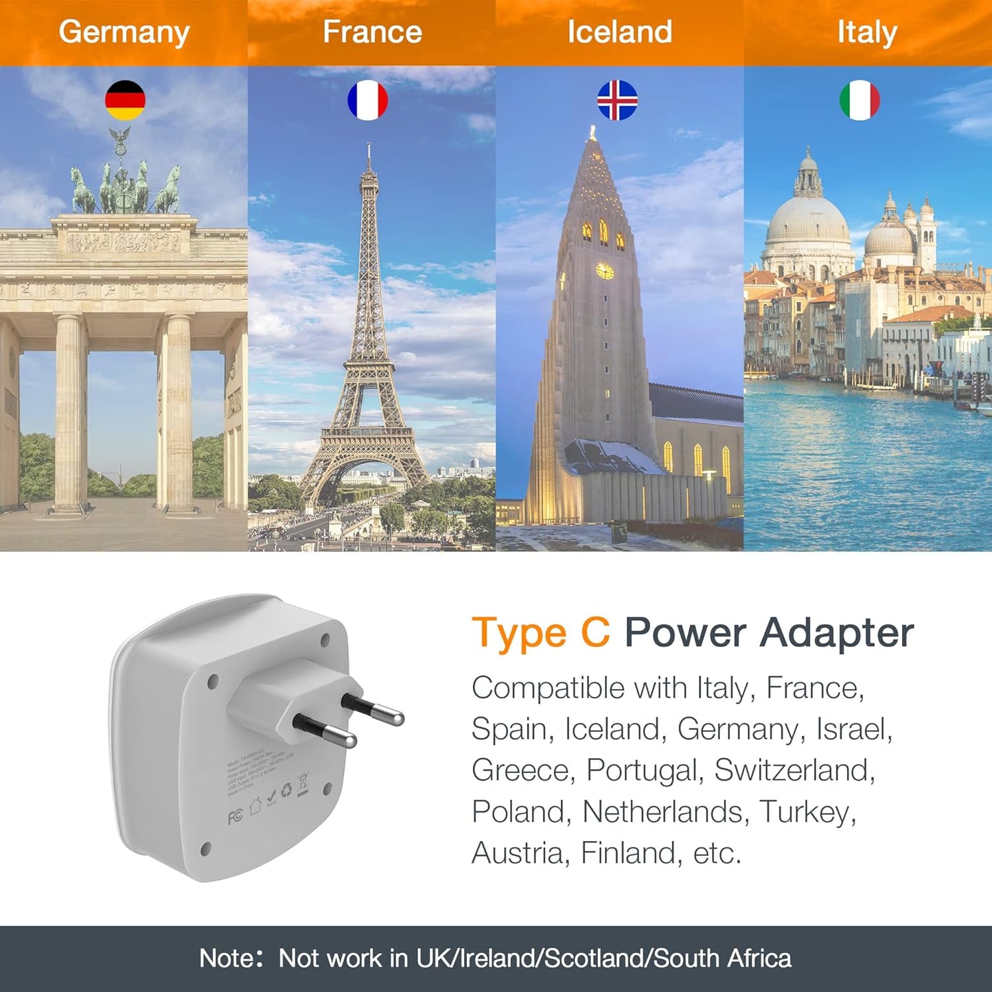 Ultimate European Travel Plug Adapter with Dual USB Ports - Perfect for US Travelers in Europe!