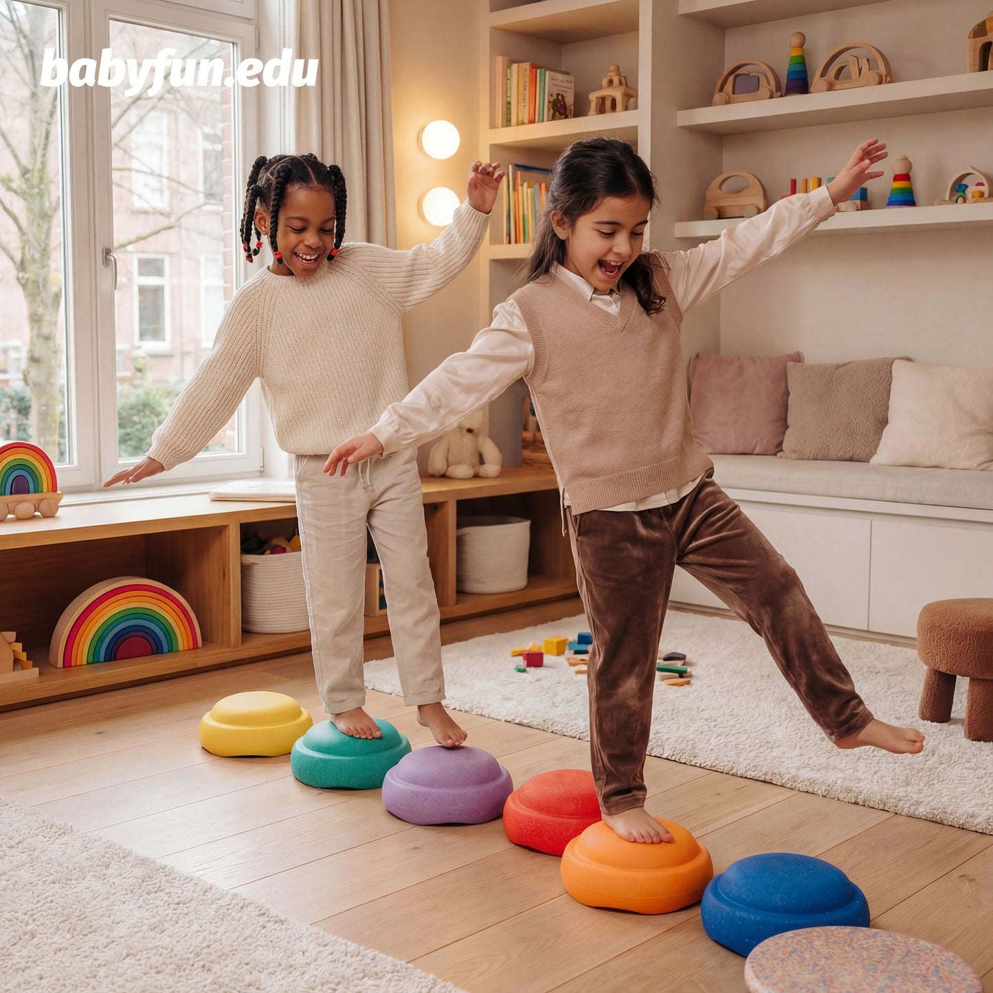 EPP Foam Rainbow Stepping Stones and Balance Board Set