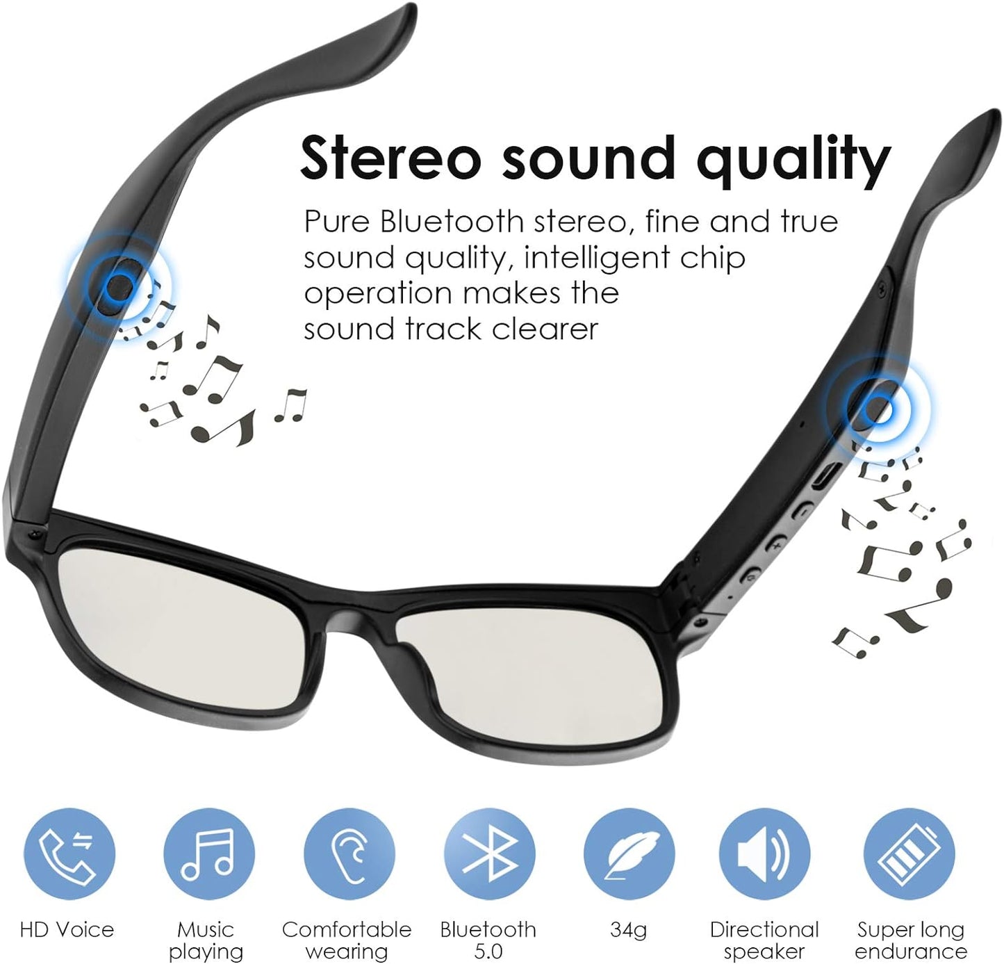 Revolutionary Smart Audio Glasses - Wireless Bluetooth Sunglasses with Polarized Lenses and IPX4 Waterproof Design