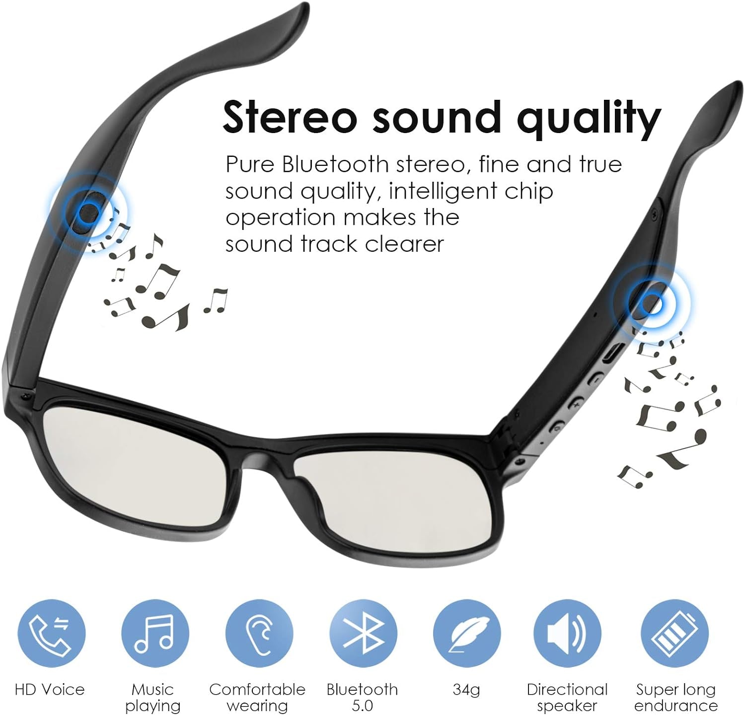 Revolutionary Smart Audio Glasses - Wireless Bluetooth Sunglasses with Polarized Lenses and IPX4 Waterproof Design