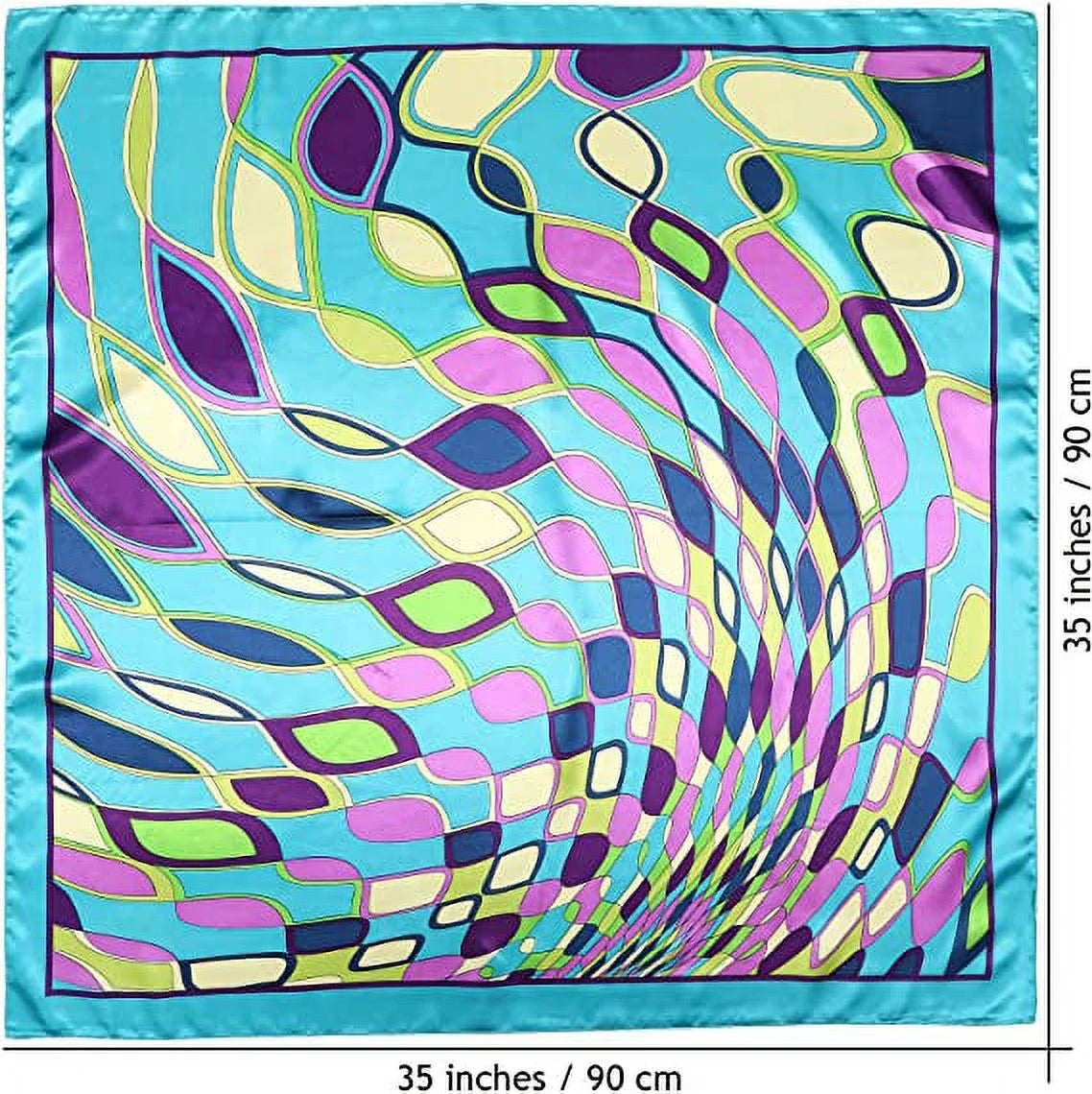 Elegant 35" Satin Square Head Scarves - Set of 2 Silk Floral Hair Bandanas for Women