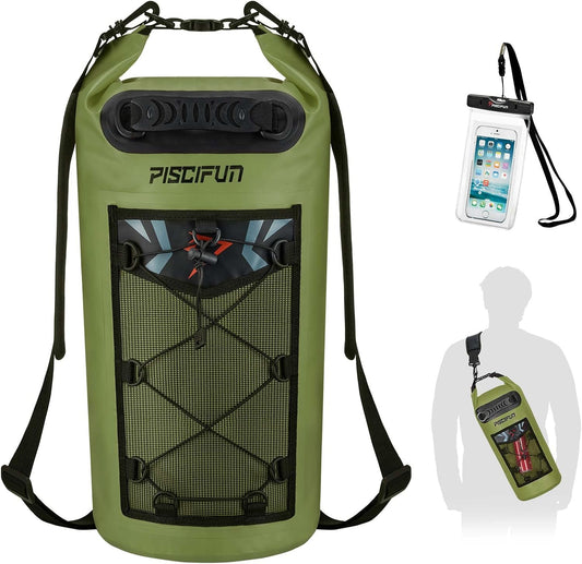 Ultimate Waterproof Dry Bag Backpack - 10L/20L/30L/40L with Floating Capability & Waterproof Phone Case for Kayaking, Fishing, and Adventure