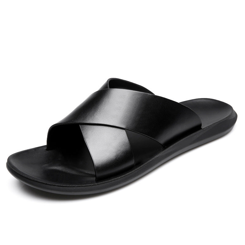 mens leather slippers