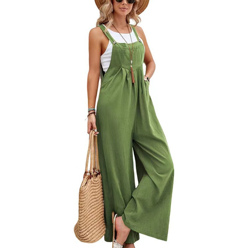 Casual Cotton Suspenders Pants for Women