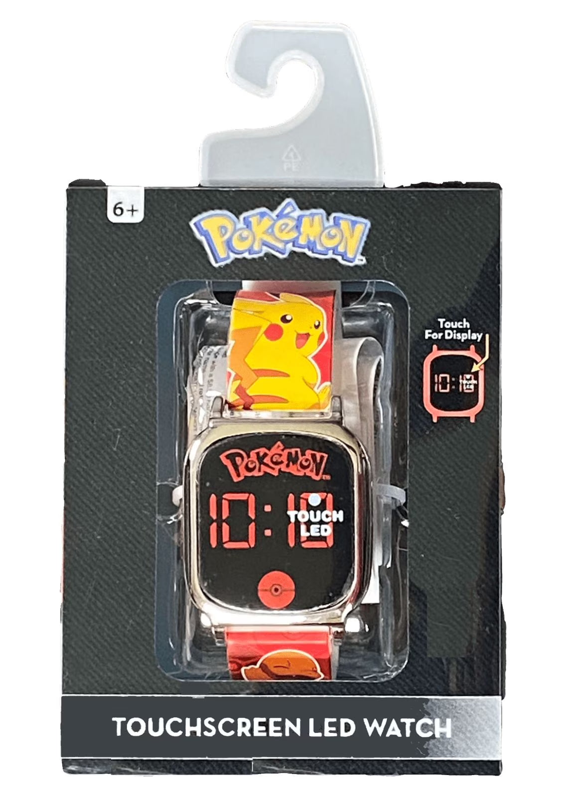 Vibrant Pokémon LED Touch Screen Watch for Kids - Stylish Silicone Strap & Metallic Silver Bezel