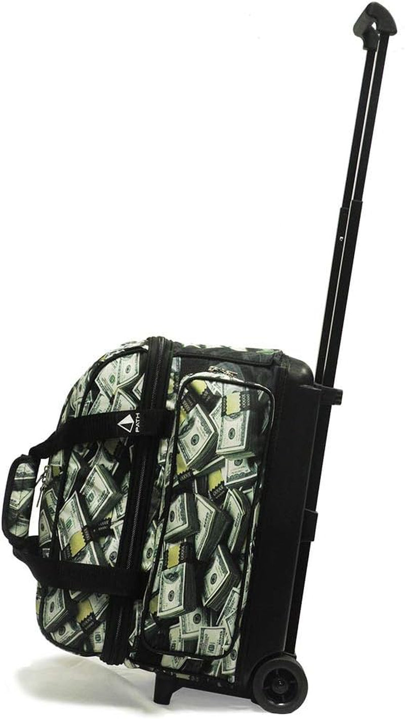 Deluxe Double Roller Bowling Bag - Store 2 Balls & 2 Pairs of Shoes with Easy Maneuverability and Ample Accessory Pockets