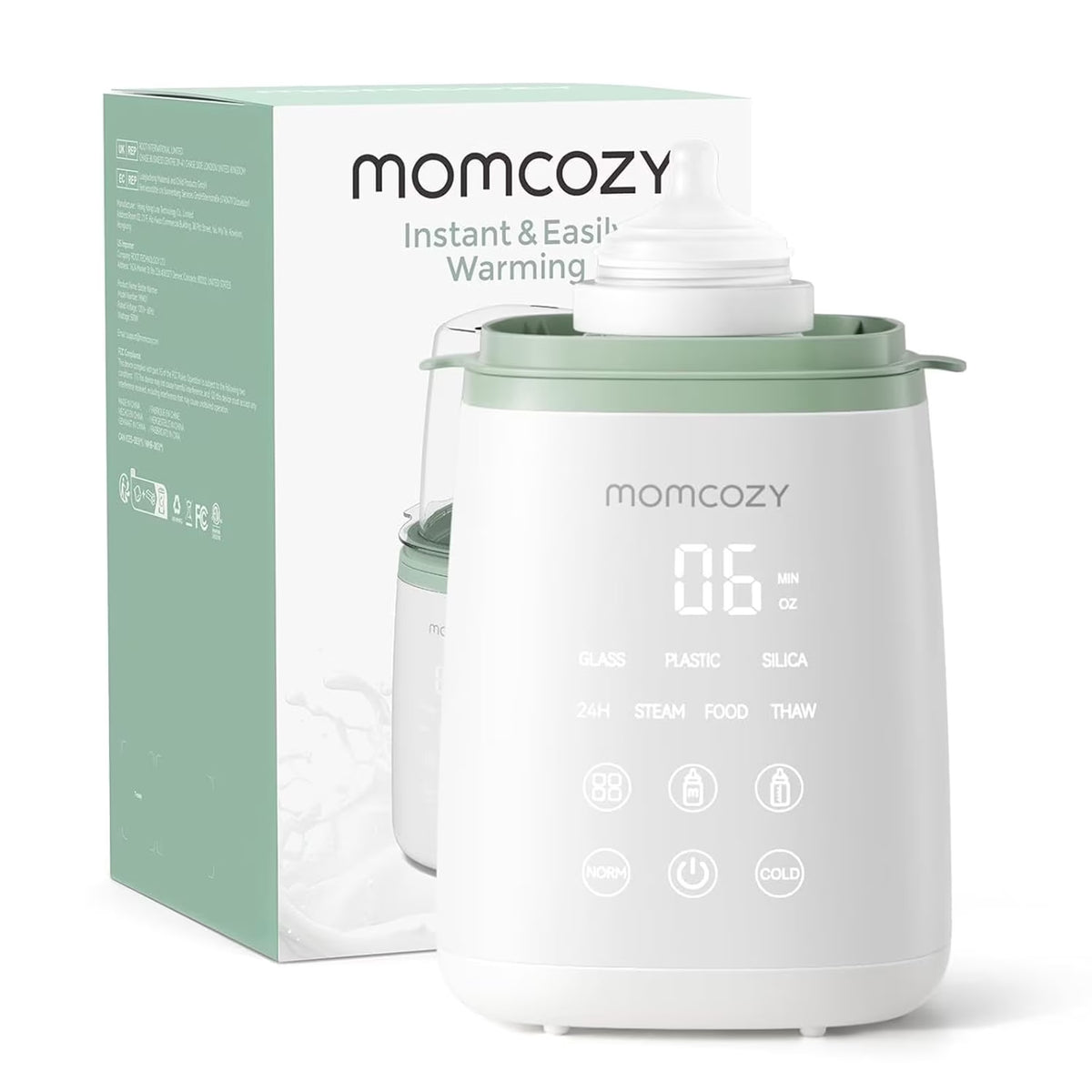Baby Bottle Warmer, 6-In-1 Baby Milk Warmer with Smart Temperature Control, Breastmilk Warmer, Fast Baby Food Heater, Steam Sterilizer