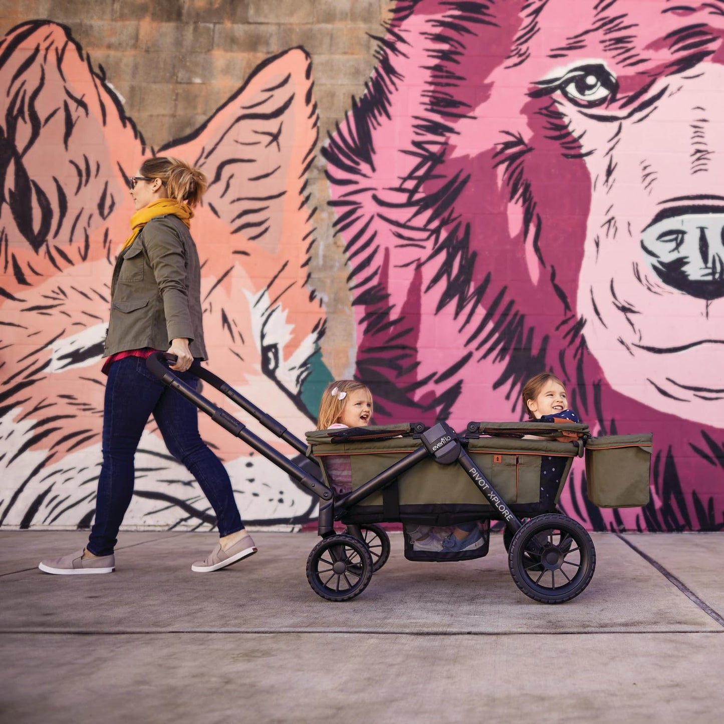 Experience Adventure with the Pivot Xplore All-Terrain Stroller Wagon in Ranger Green