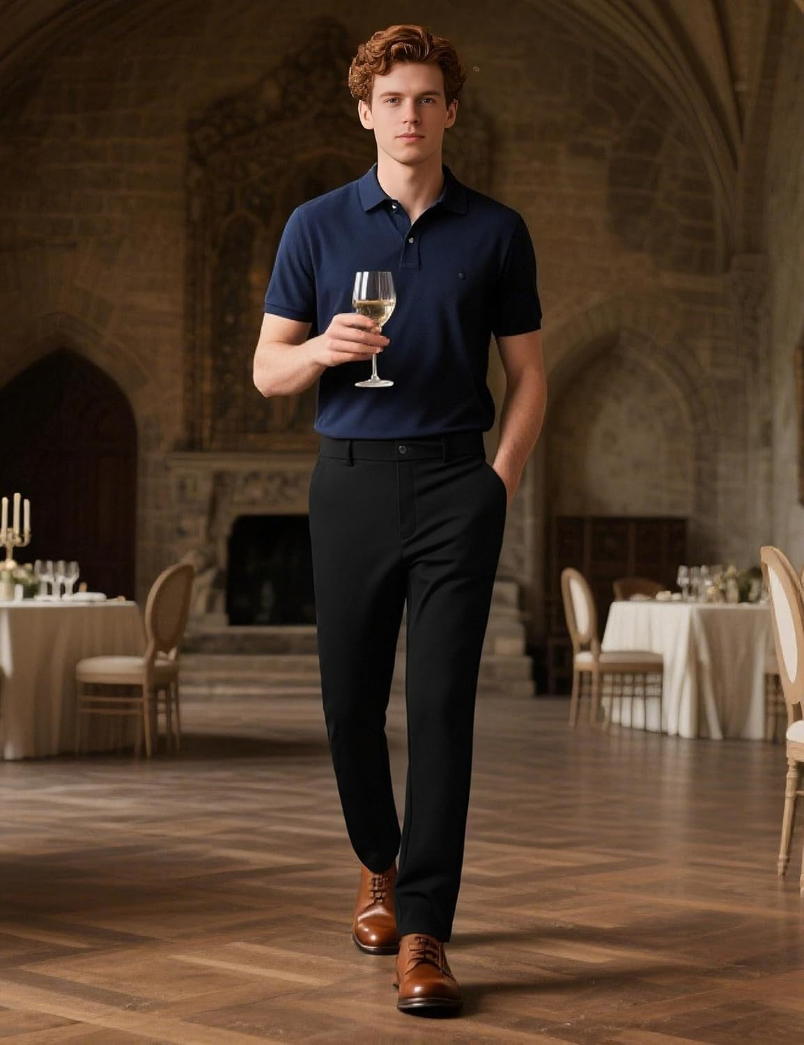 Elevate Your Style with Men's 4-Way Flex Stretch Slim Fit Dress Pants