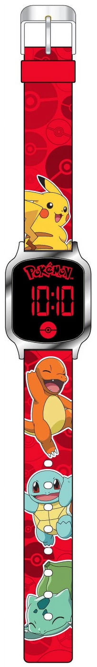 Vibrant Pokémon LED Touch Screen Watch for Kids - Stylish Silicone Strap & Metallic Silver Bezel