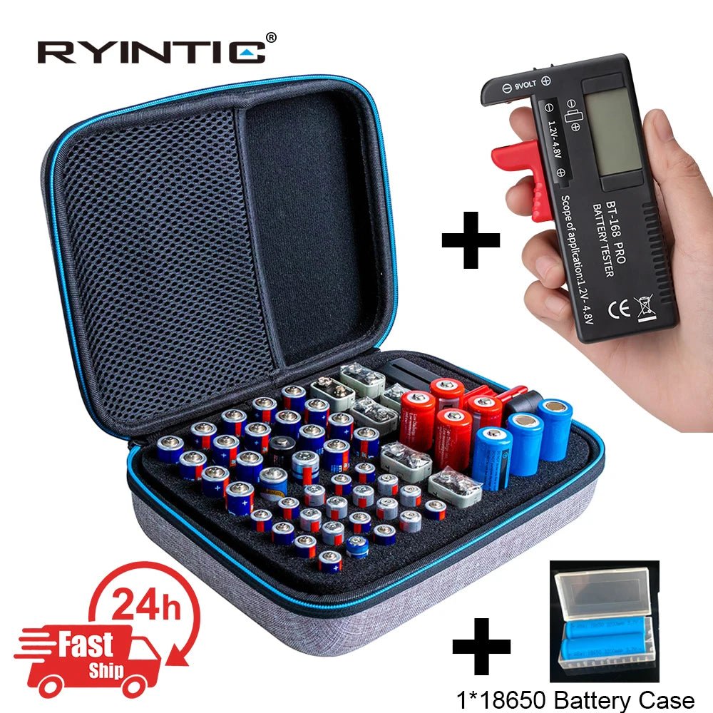 18650 Battery Tester + Portable Storage Protective Case Box for Aaa/Aa/18650/9V Battery Organizer Container Cover for Battery - Journey Must Haves