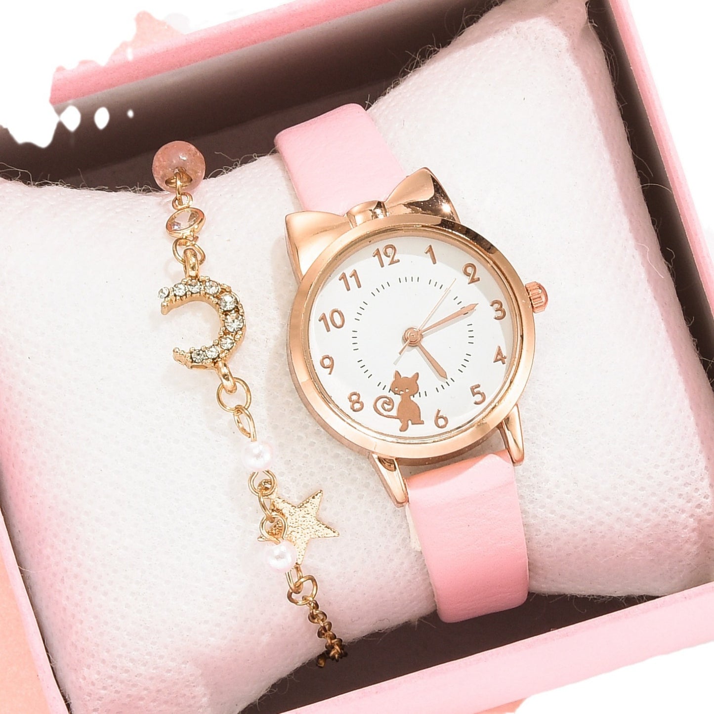 Kids Waterproof Quartz Watch with Bracelet, Cute Girl's Fashion Watch, Korean Style