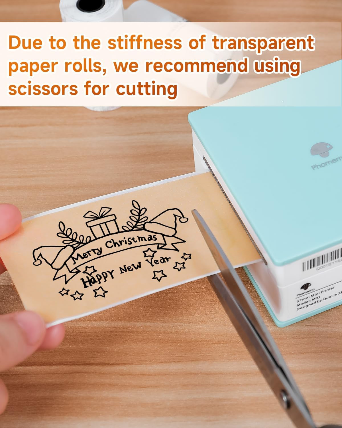 M02 Mini Pocket Sticker Printer - Bluetooth Thermal Printer for Creative Kids and Adults, Includes 3 Rolls of Paper - Perfect for Journals, Notes, and Gifts in Green