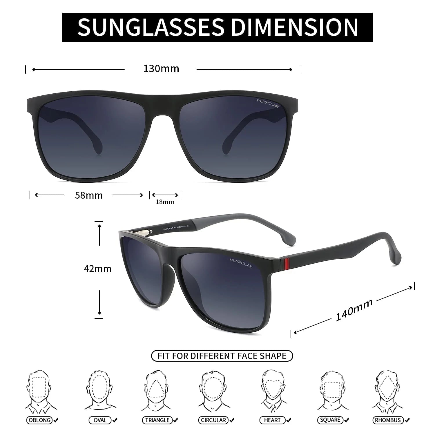 Experience Ultimate Protection with PUKCLAR Men's Polarized Sports Sunglasses - Lightweight TR90 Frame & UV400 Shielding