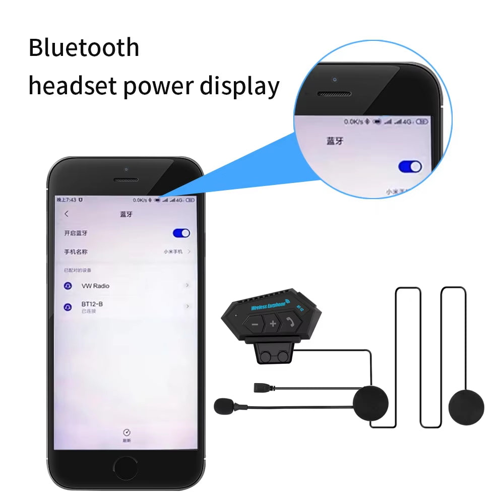 Revolutionary Motorcycle Bluetooth Helmet Headset - Wireless Hands-Free Calling, Waterproof Music Player & Advanced Anti-Interference Technology