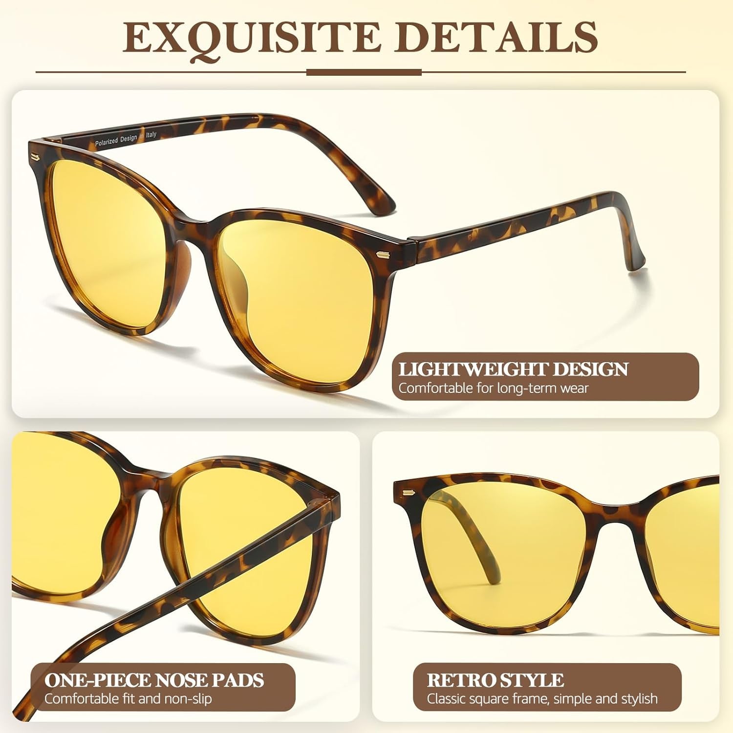 Experience Clearer Nights with Our 2 Pack Polarized Night Vision Glasses for Men and Women - Anti-Glare, Enhanced Vision Driving Glasses