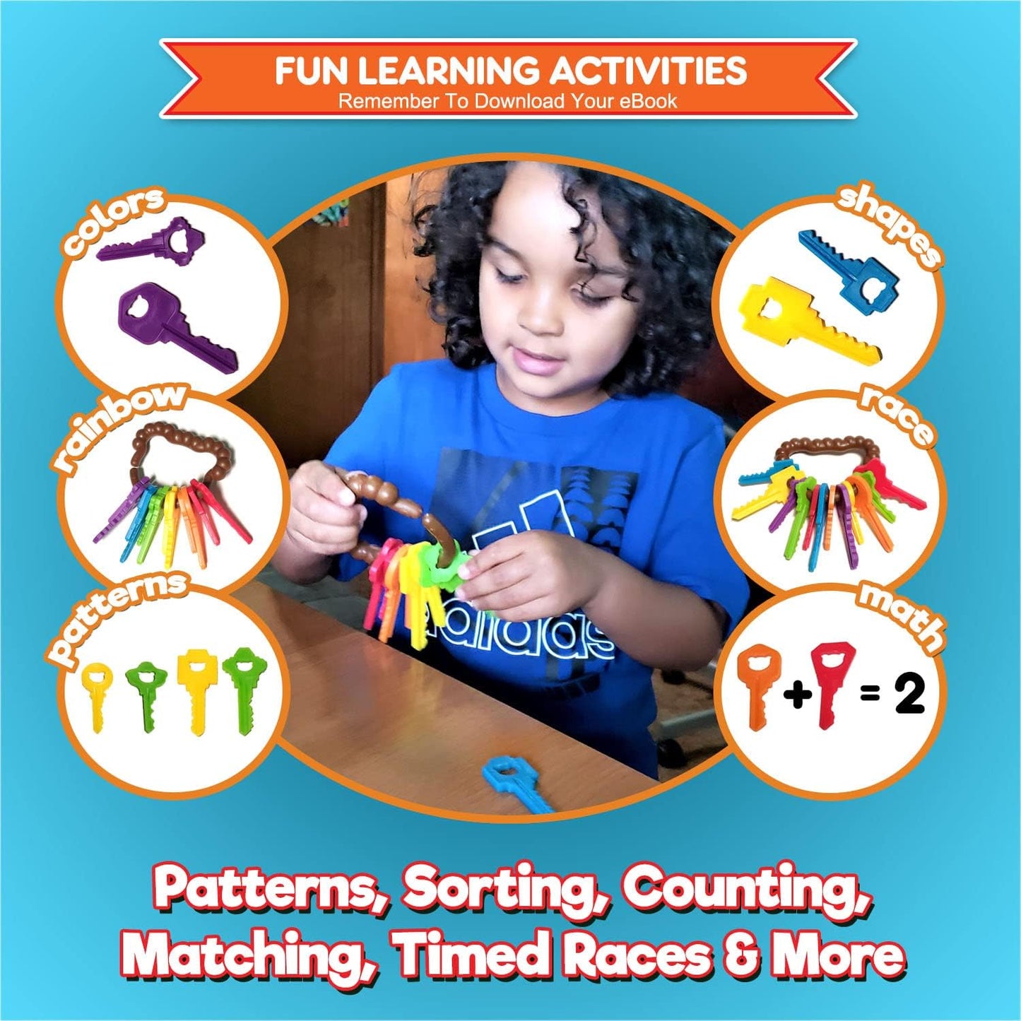 Engaging Baby Keys Montessori Toys for Toddlers - Fun Learning Keys for 2 Year Olds with Activity Ebook