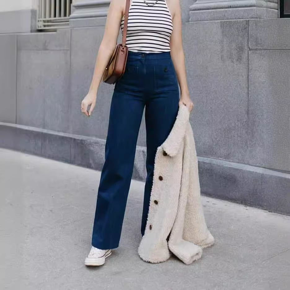 Casual Cotton Wide-Leg Jeans
