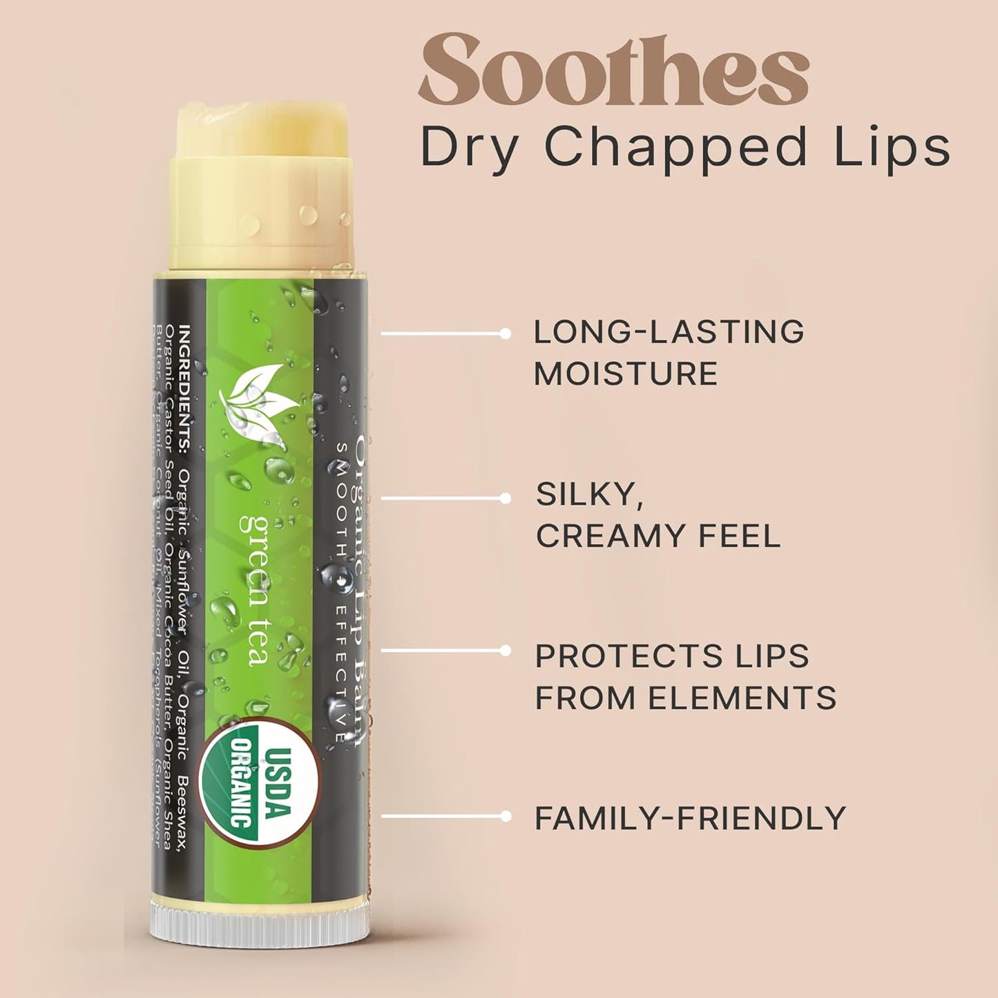 USDA Organic Lip Balm Gift Set - 12 Pack of Moisturizing Flavors for Hydrated, Beautiful Lips - Made in the USA with Natural Ingredients