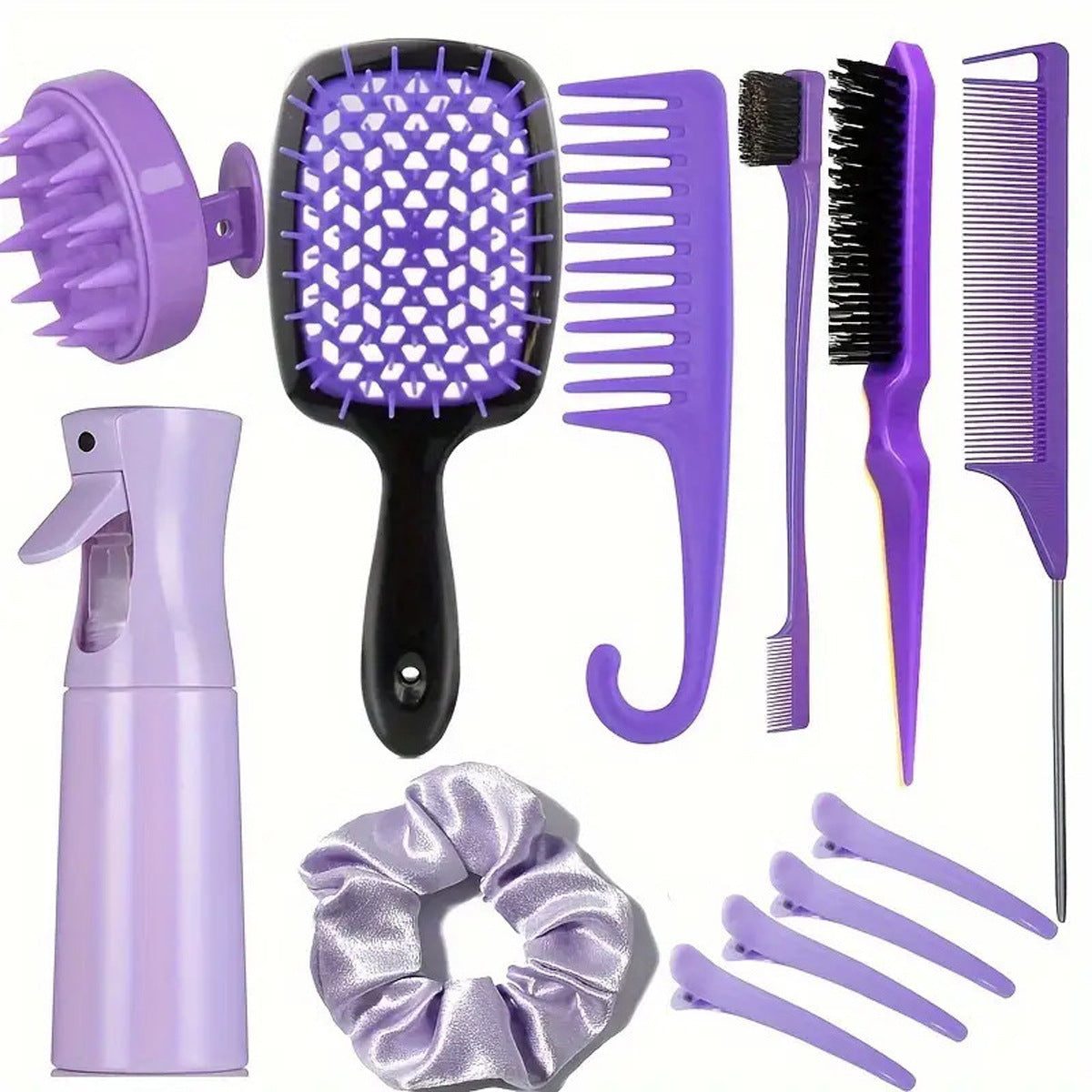 Hair comb set with spray bottle