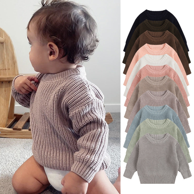 Baby Cotton Crewneck Sweater for Boys and Girls