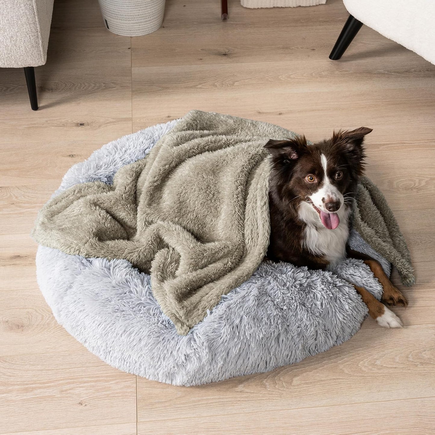 Fluffy Waterproof Pet Blanket - Soft & Cozy Sherpa Throw for Small to Medium Dogs and Cats, Reversible Couch Protector in Taupe (24x32)
