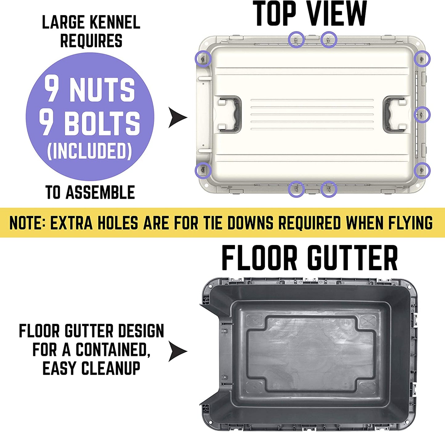 Ultimate Large Travel Dog Crate with Wheels - Airline Approved Kennel in Gray