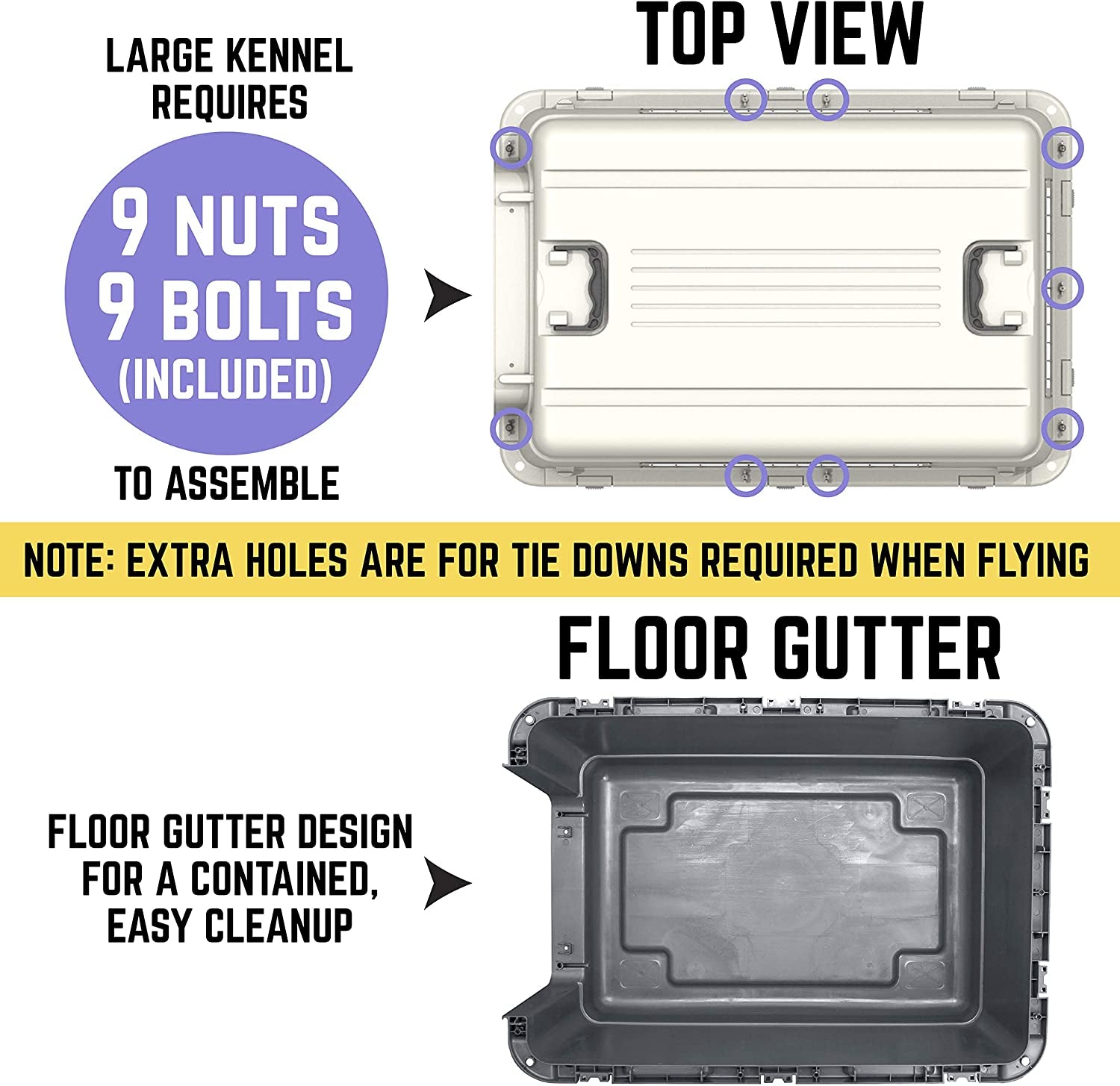 Ultimate Large Travel Dog Crate with Wheels - Airline Approved Kennel in Gray