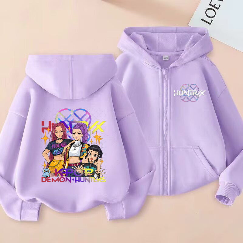Kids KPop Demon Hunters Fleece Zipper Hoodie