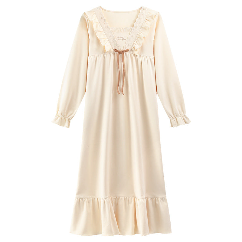 Nightgown for Women, Spring and Autumn, Pure Cotton, 2025 New Style, Long-Sleeved, Long Dress, Ladylike Style, Plus Size, Loose Fit, Maternity Loungewear