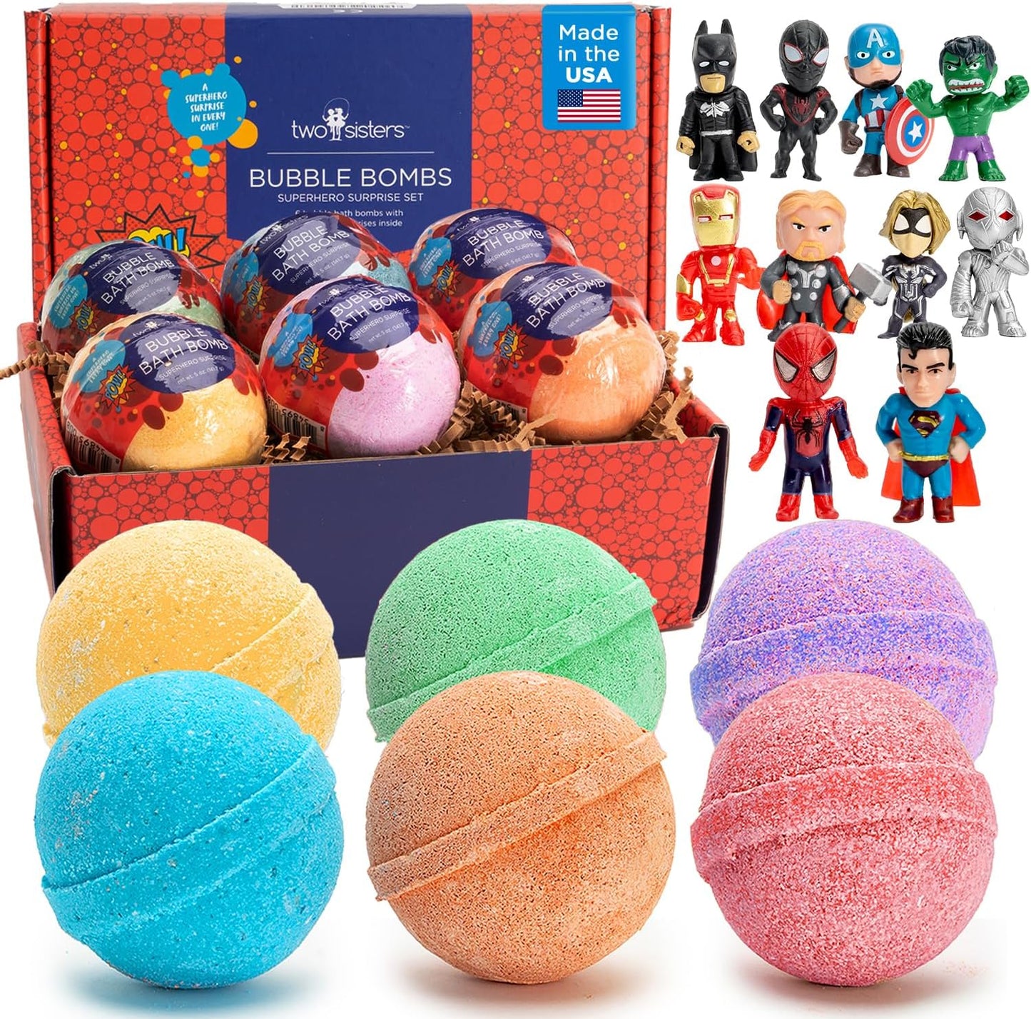 Exciting Superhero Bath Bombs for Kids - 6 Pack of Fizzing Fun with Surprise Toys and Fruity Scents - Perfect Gift for Boys, Girls, and Toddlers!