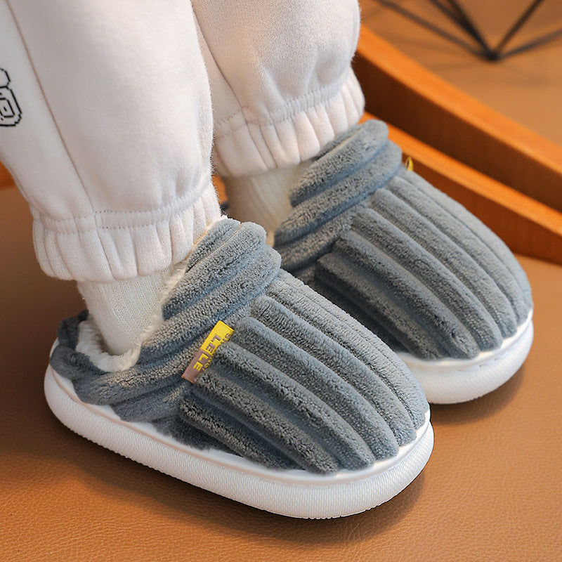 Winter Kids Fleece-Lined Cotton Slippers with Anti-Slip Sole