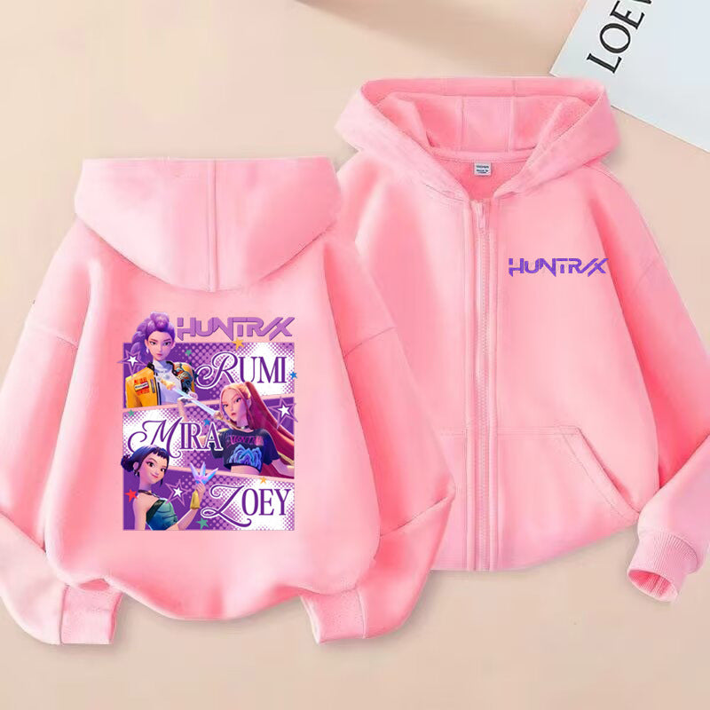 Kids KPop Demon Hunters Fleece Zipper Hoodie
