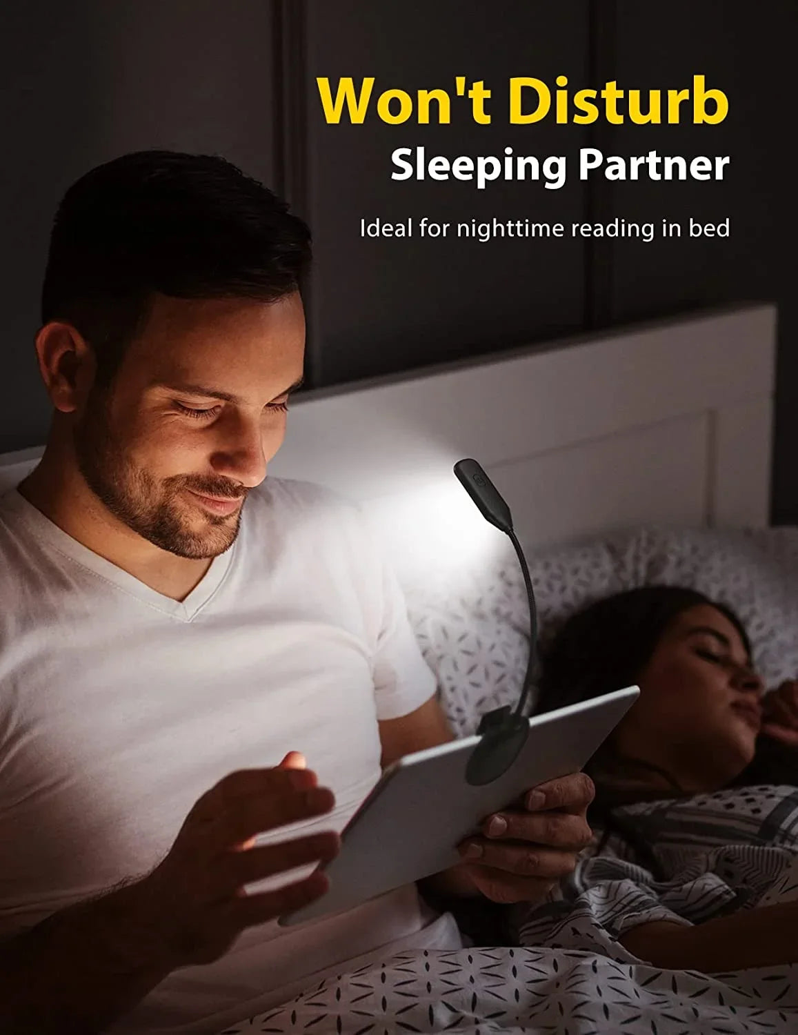 Illuminate Your Reading Experience: Rechargeable Clip-On Book Light with 80 Hours of Battery Life, 3 Brightness Levels & 3 Color Temperatures