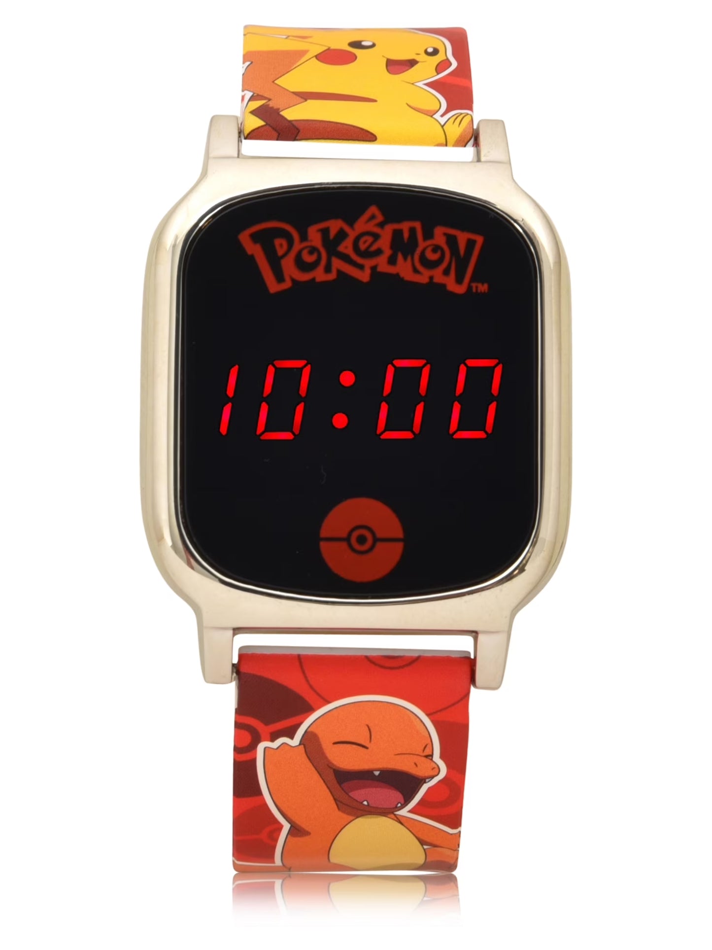Vibrant Pokémon LED Touch Screen Watch for Kids - Stylish Silicone Strap & Metallic Silver Bezel