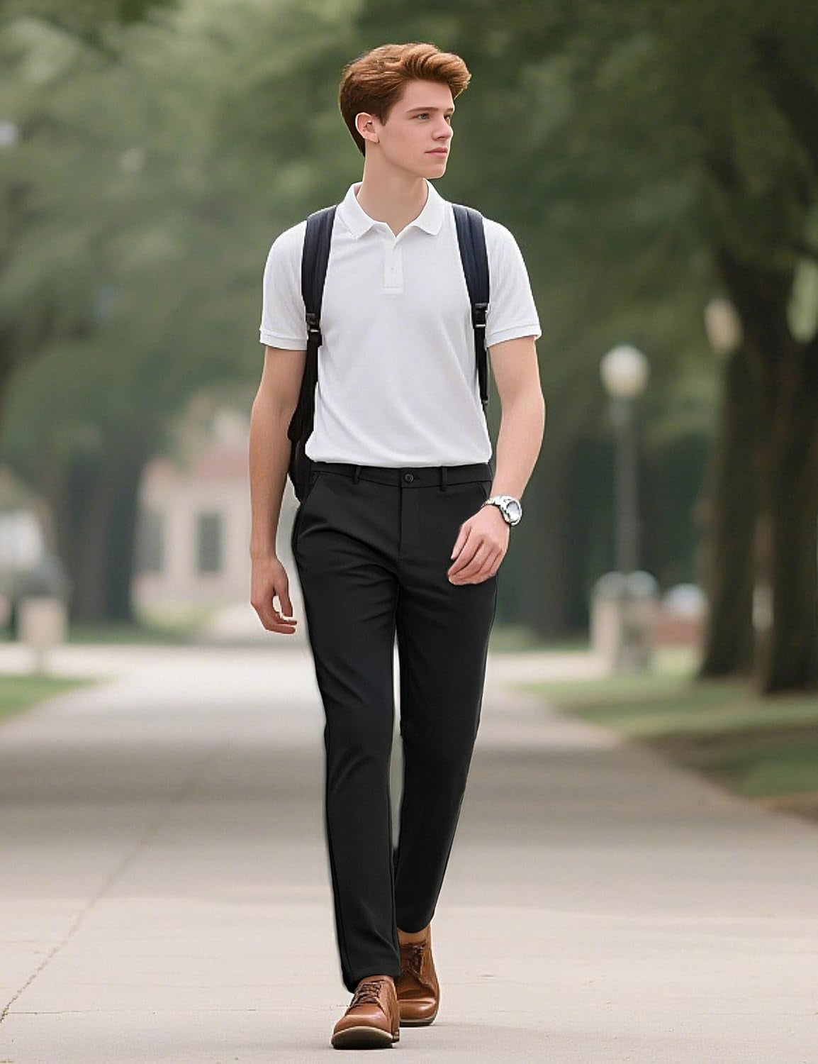 Elevate Your Style with Men's 4-Way Flex Stretch Slim Fit Dress Pants