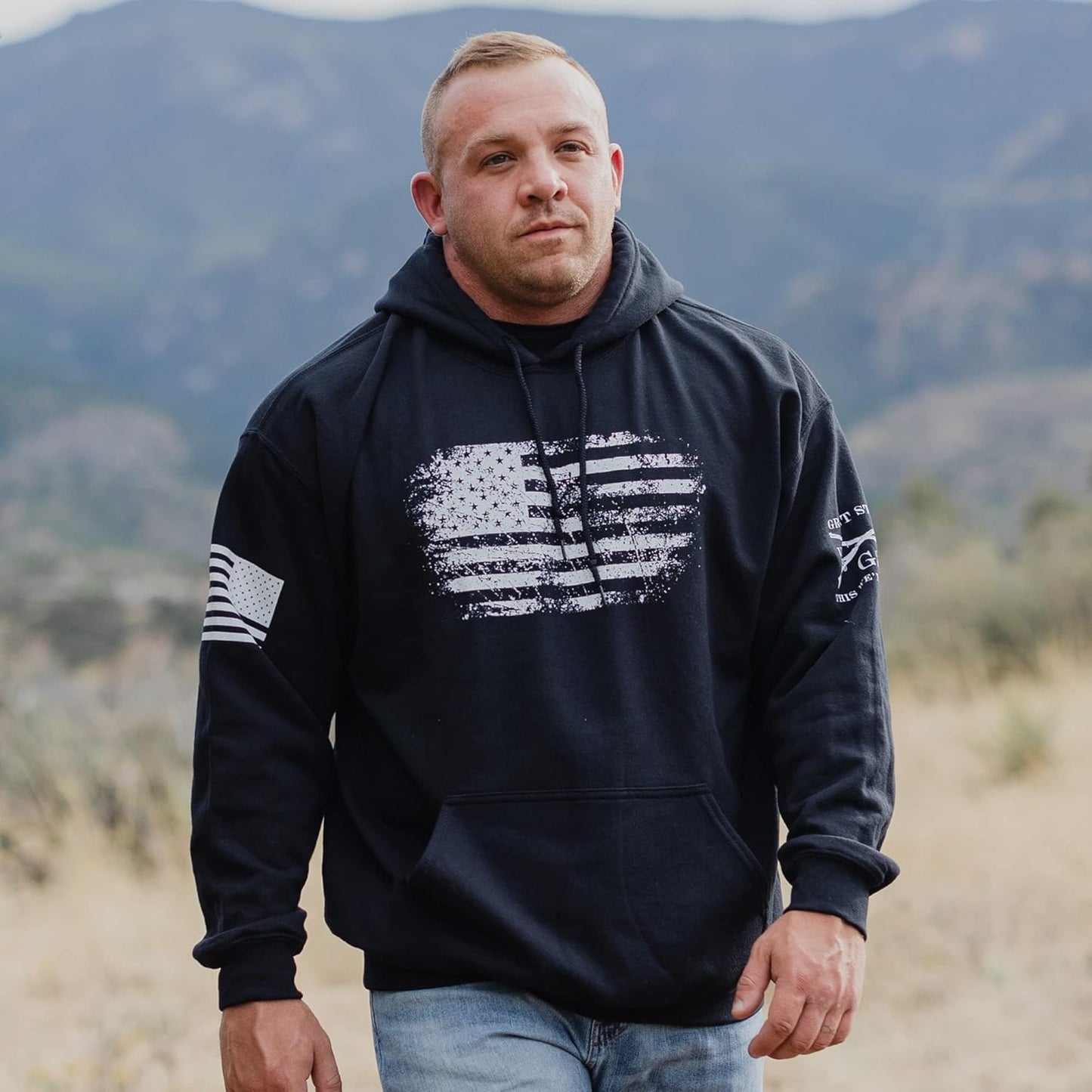 Vintage American Patriot Hoodie - Unisex XX-Large in Classic Black