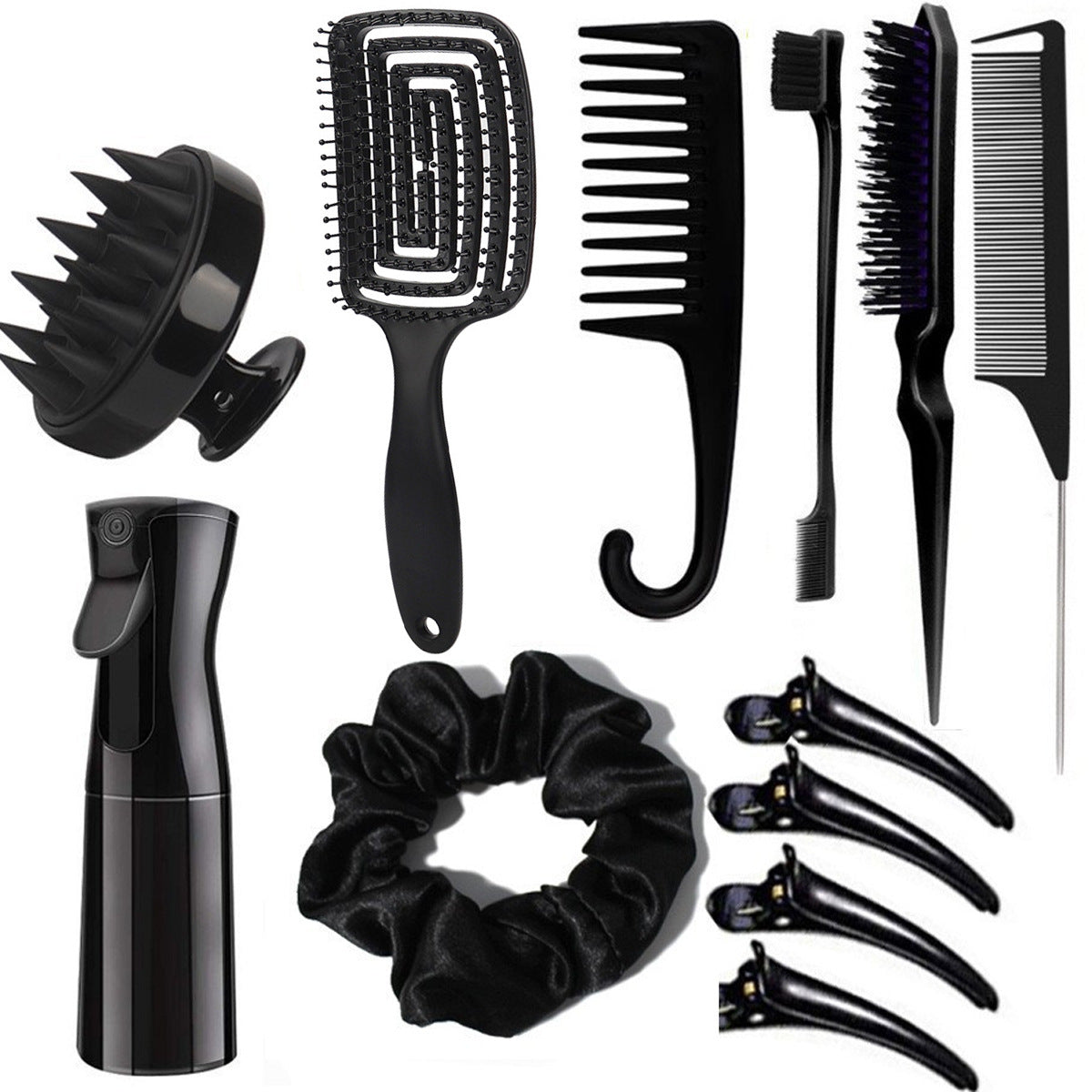 Hair comb set with spray bottle