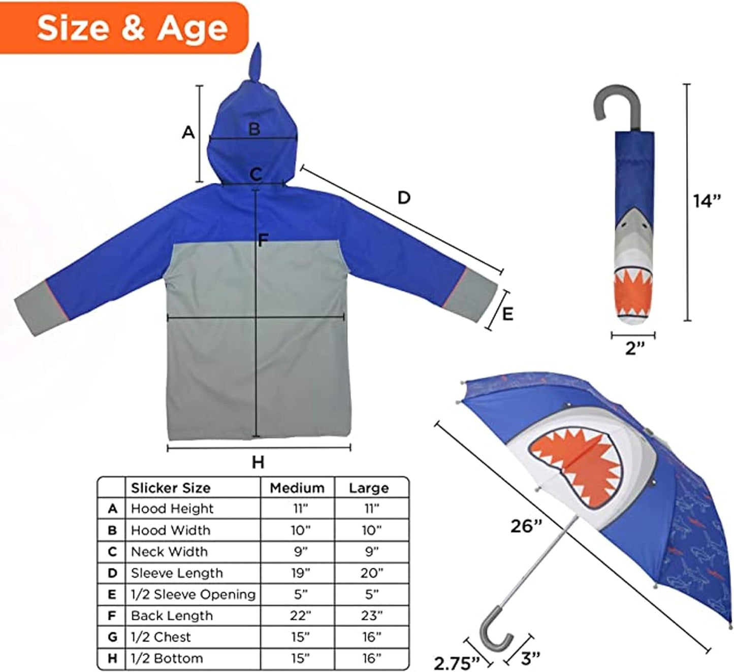 Kids Umbrella for Girls and Boys & Rain Coats Set -Toddler Umbrellas Kids Raincoat Boys Girls Jacket