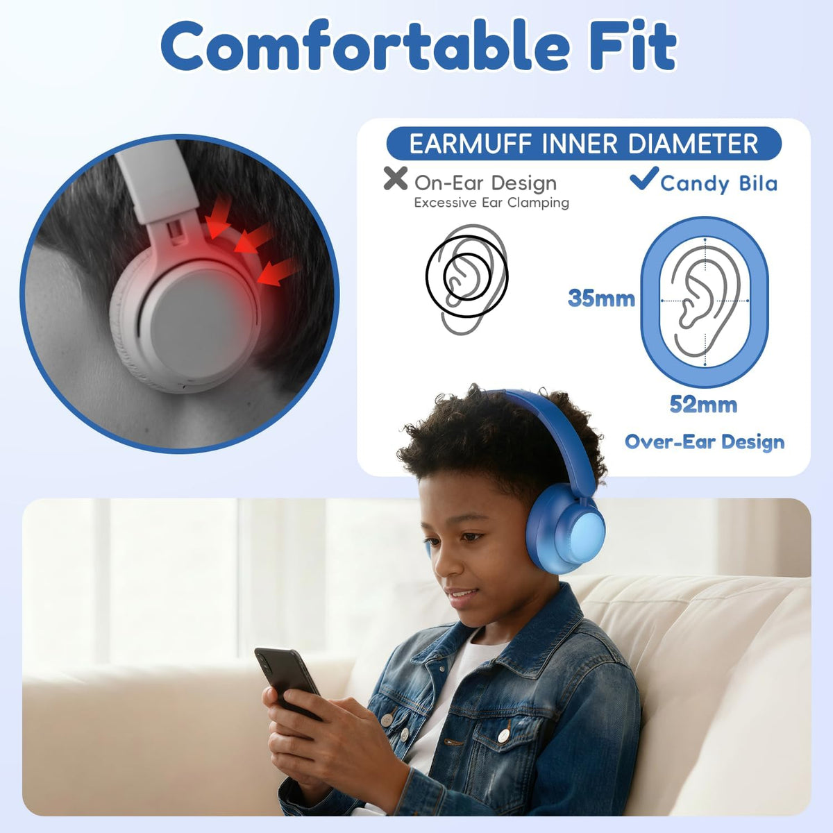 Kids Bluetooth Headphones, Active Noise Cancelling,Gradient Blue