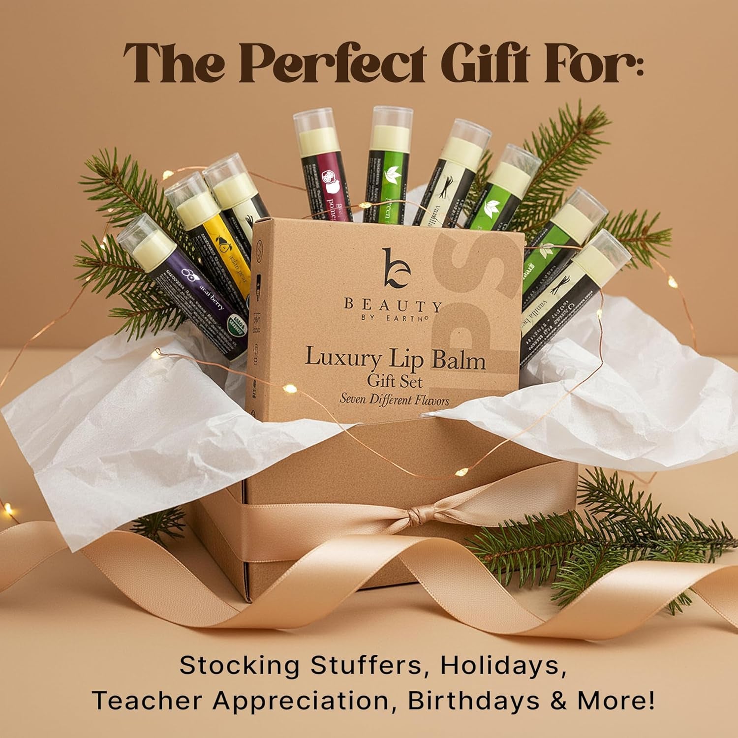 USDA Organic Lip Balm Gift Set - 12 Pack of Moisturizing Flavors for Hydrated, Beautiful Lips - Made in the USA with Natural Ingredients