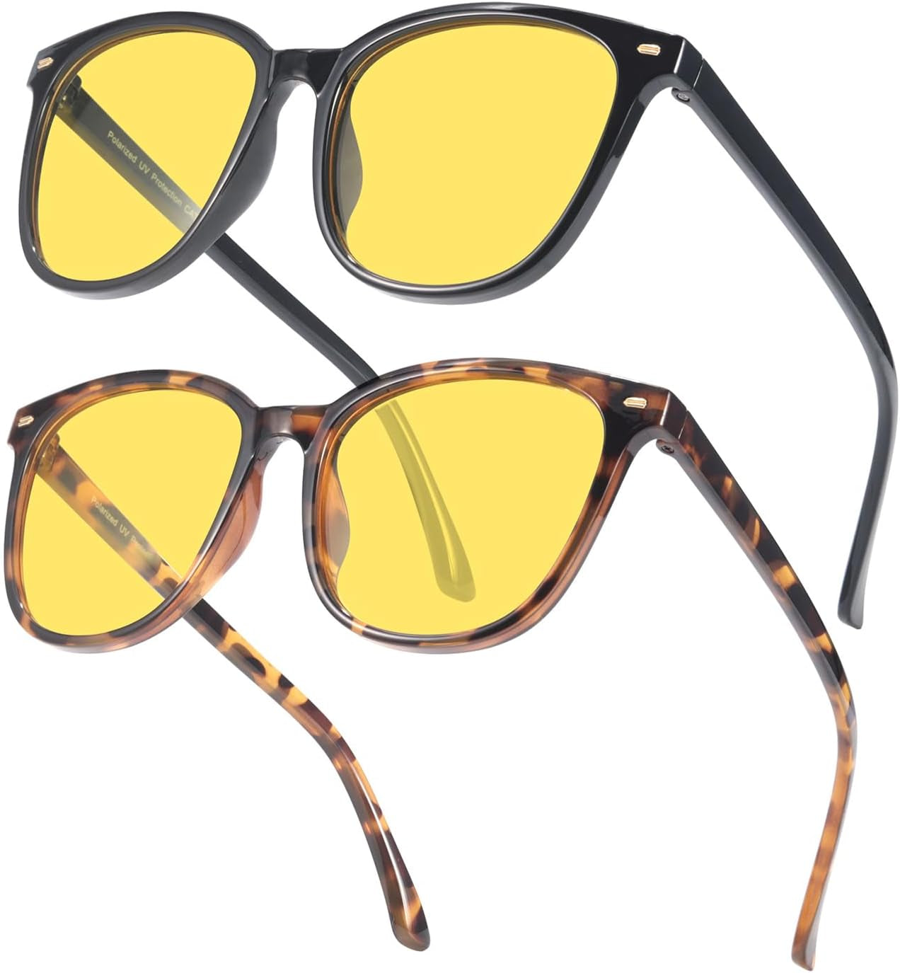 Experience Clearer Nights with Our 2 Pack Polarized Night Vision Glasses for Men and Women - Anti-Glare, Enhanced Vision Driving Glasses