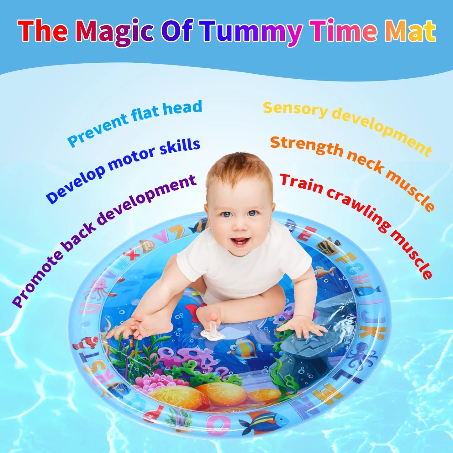 Engaging Tummy Time Water Mat - Inflatable Ocean-Themed Play Center for Newborns and Toddlers, Ideal for Growth and Development