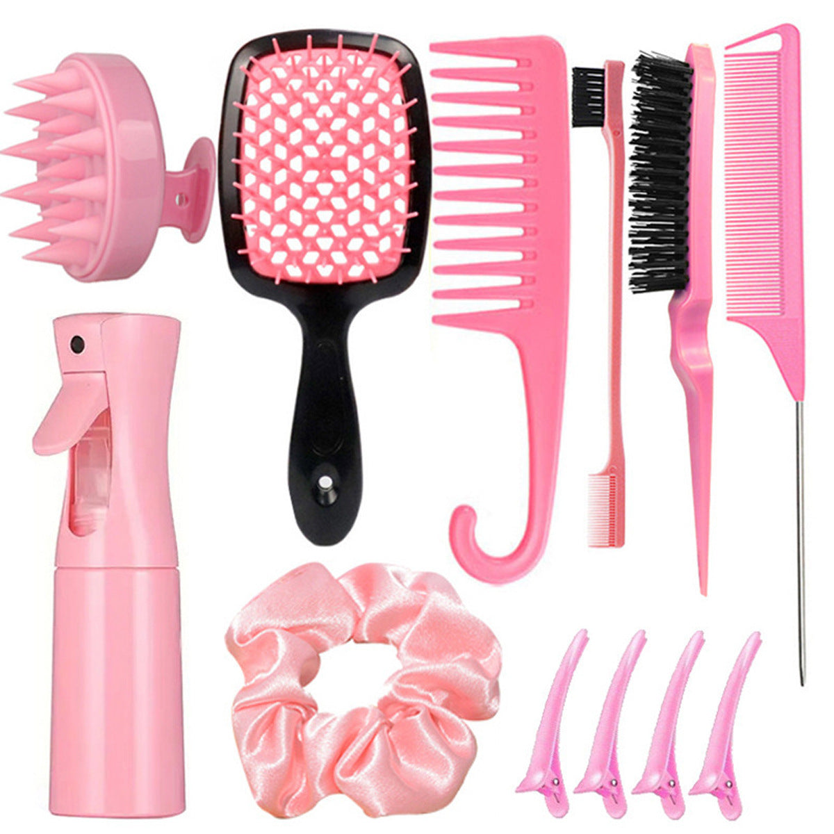 Hair comb set with spray bottle