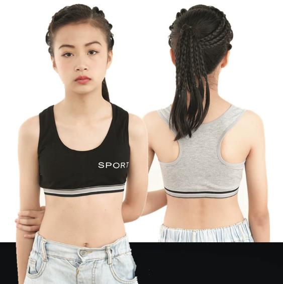 Girls' Developmental Girls' Underwear Size Size Size Middle and Big Kids Student Letters Sports Bra Cotton Non-rimmed Small Vest