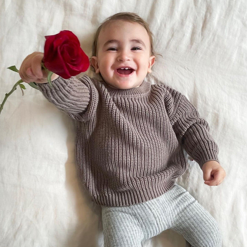 Baby Cotton Crewneck Sweater for Boys and Girls