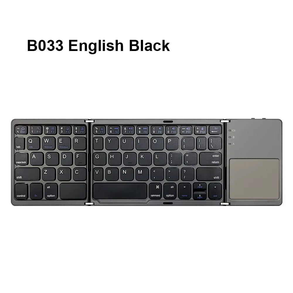 Ultimate Portable Quadruple Folding Bluetooth Keyboard with Touchpad for Seamless Typing on Windows, Android, and iOS Devices