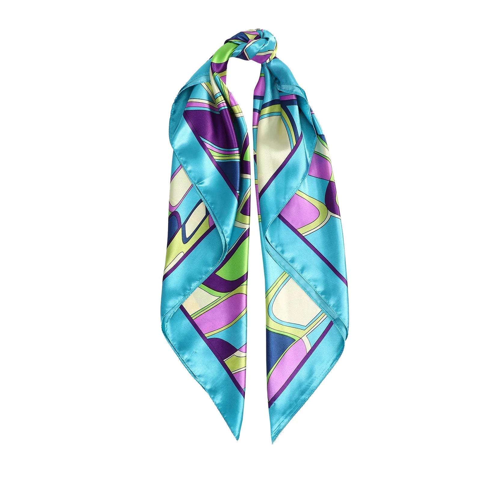 Elegant 35" Satin Square Head Scarves - Set of 2 Silk Floral Hair Bandanas for Women