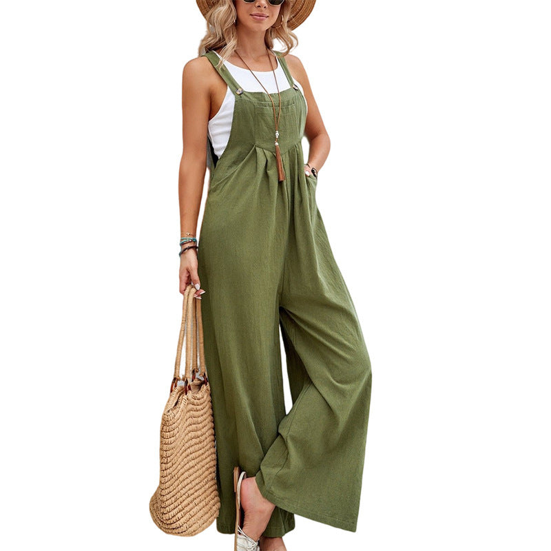 Casual Cotton Suspenders Pants for Women